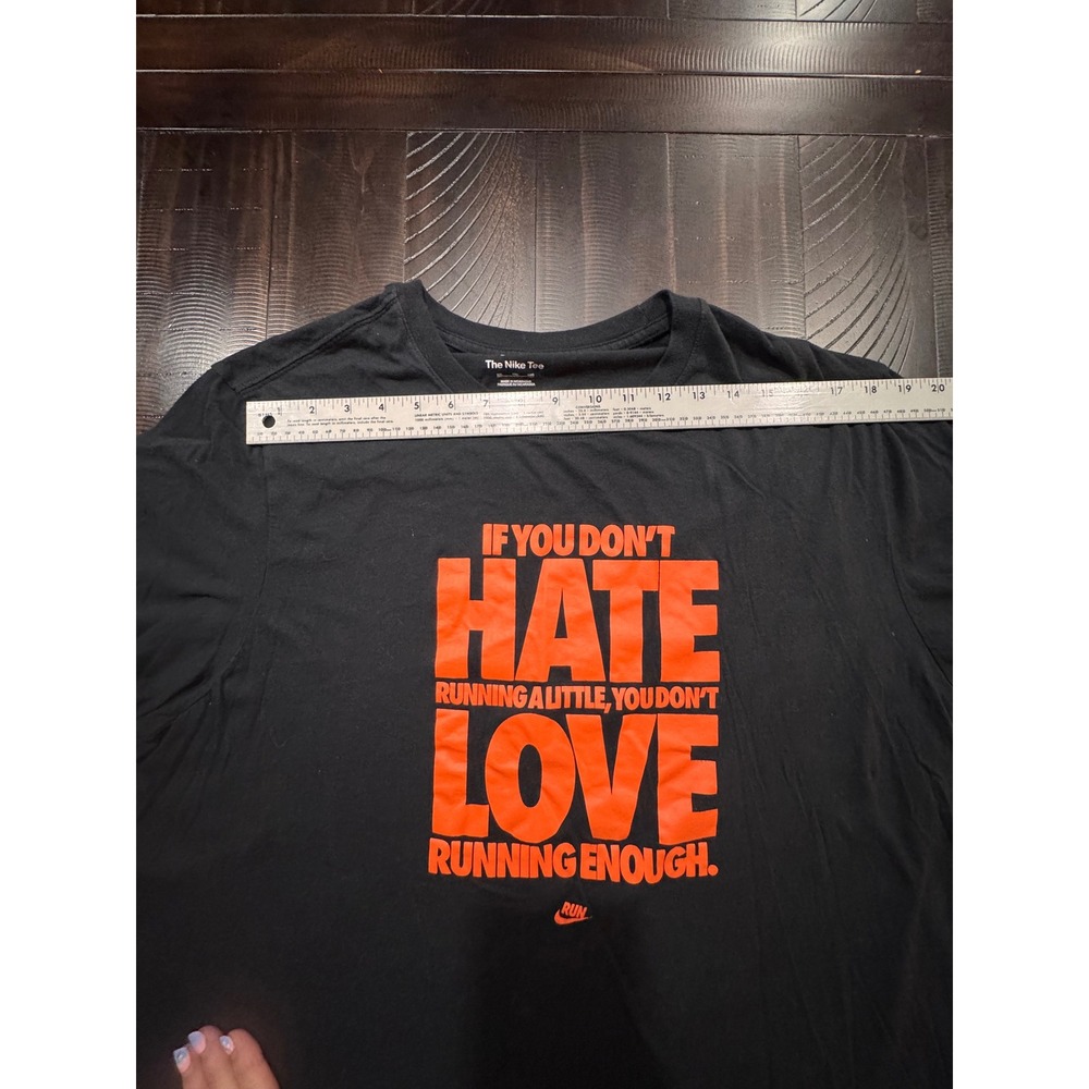Nike Mens XL Black Orange Running Graphic T-Shirt Motivational Quote Tee - Picture 5 of 6